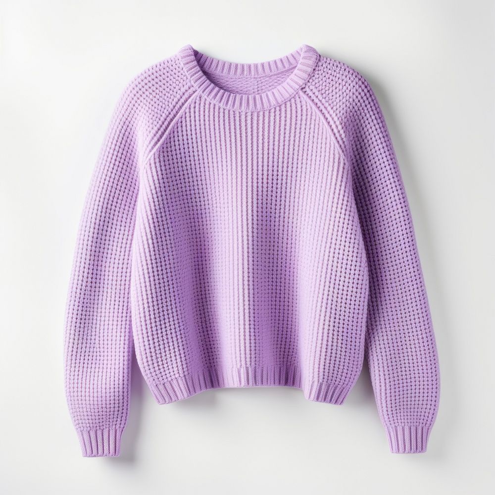 Light pastel lavender sweater sweatshirt white background coathanger.
