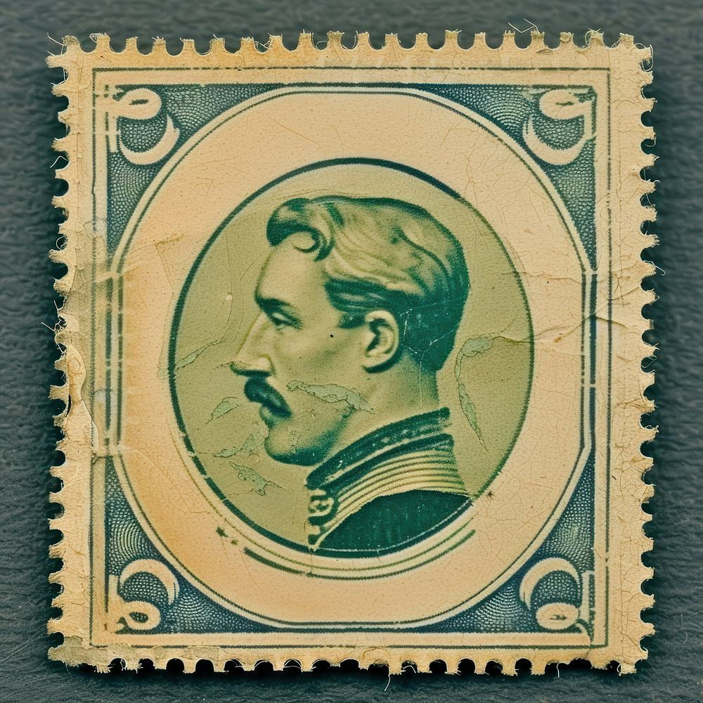 Vintage postage stamp art currency history.