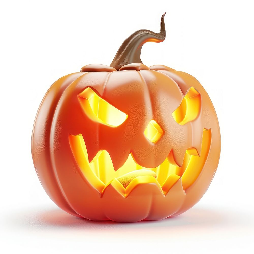 3D Illustration of glowing halloween pumpkin vegetable festival produce.