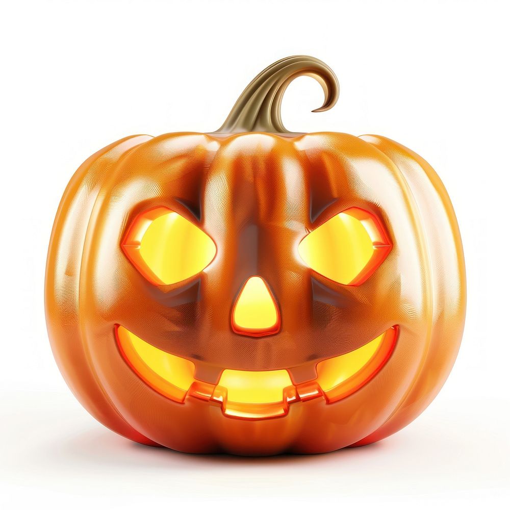 3D Illustration of glowing halloween pumpkin vegetable clothing festival.