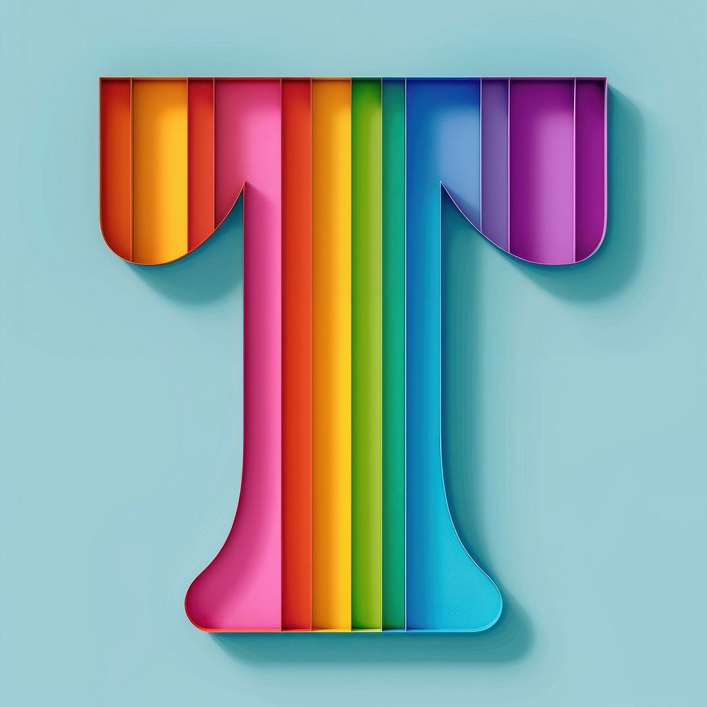 Rainbow with alphabet T art appliance graphics.