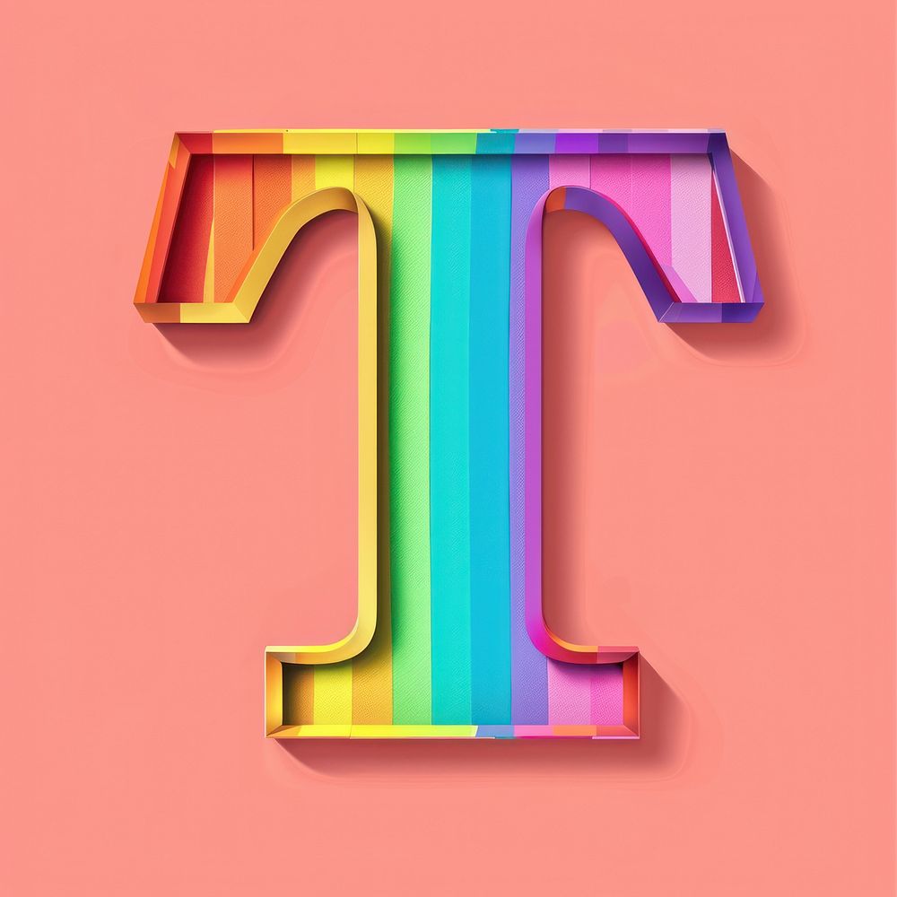 Rainbow with alphabet T number symbol cross.