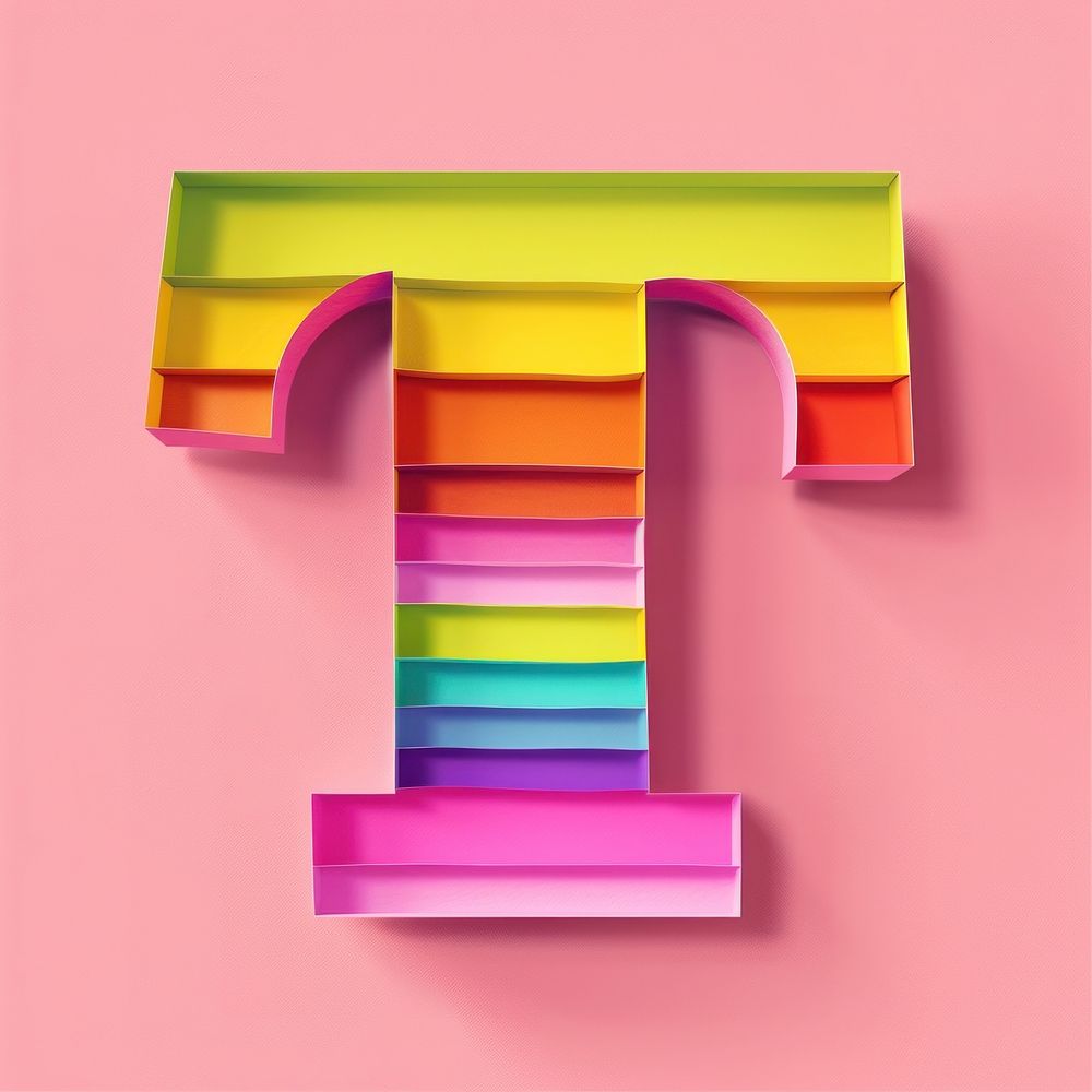 Rainbow with alphabet T art letterbox mailbox.