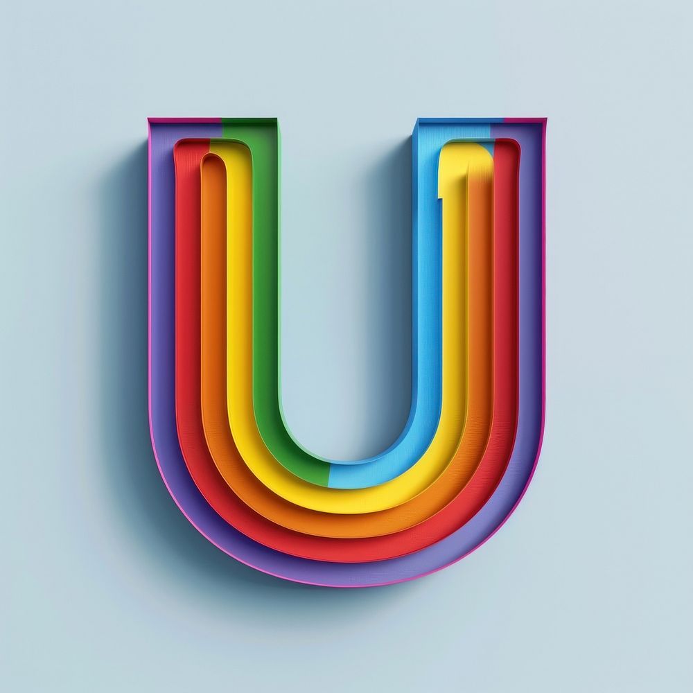 Rainbow with alphabet U symbol text logo.