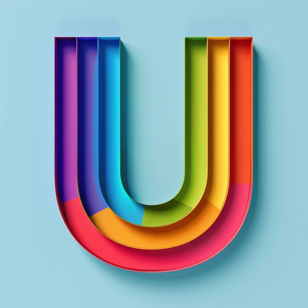 Rainbow with alphabet U art graphics logo.