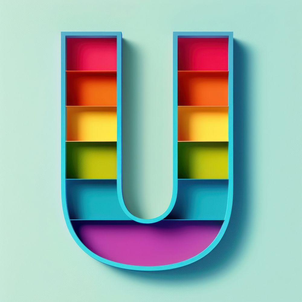 Rainbow with alphabet U art shelf logo.