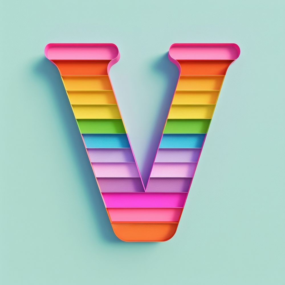 Rainbow with alphabet V art letterbox mailbox.
