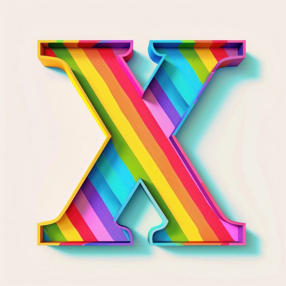 Rainbow with alphabet X art graphics weaponry.