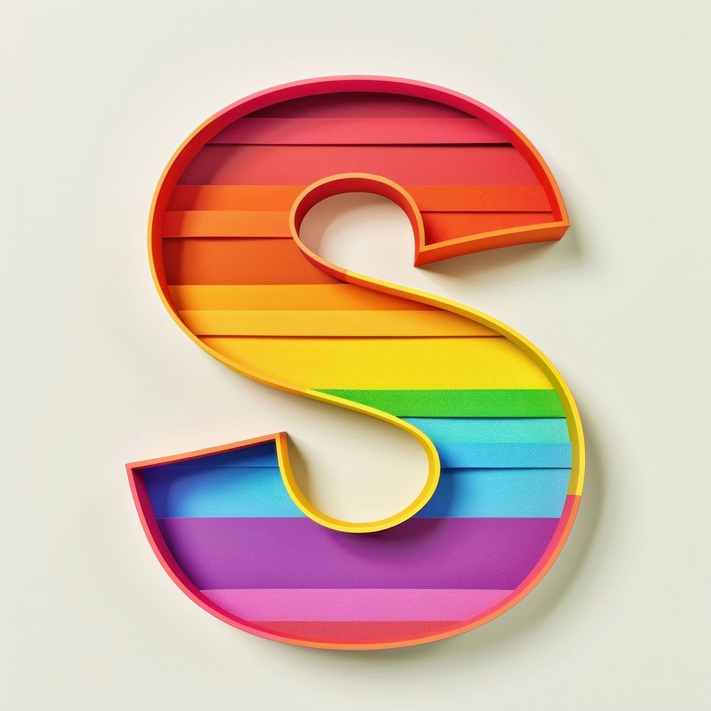 Rainbow with alphabet S symbol number text.