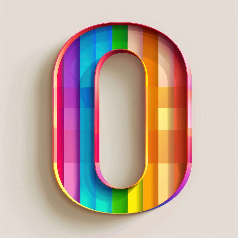 Rainbow with number 0 art graphics symbol.