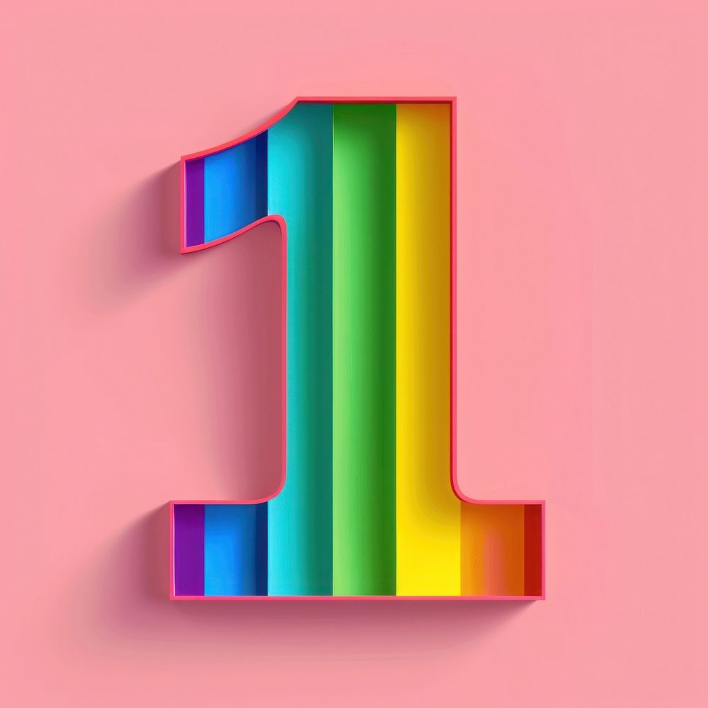 Rainbow with number 1 symbol purple logo.