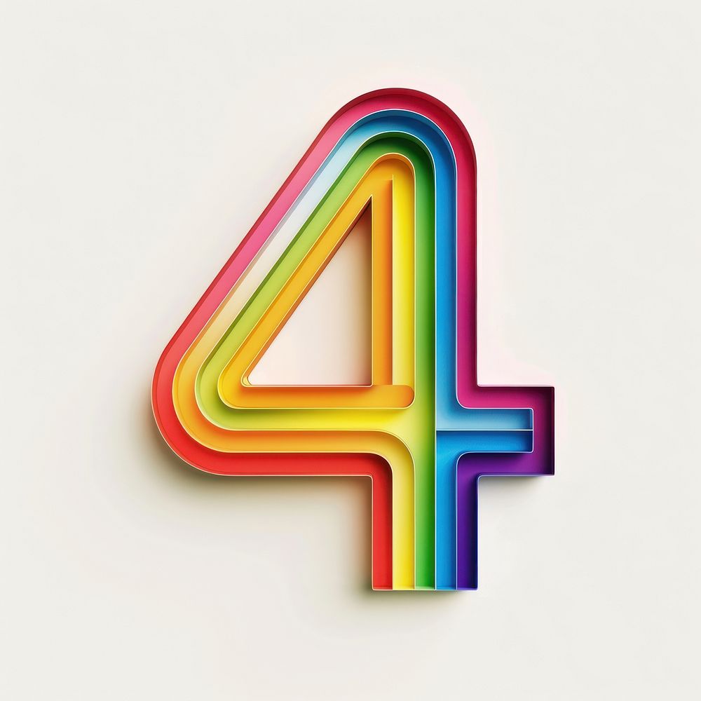 Rainbow with number 4 symbol logo text.