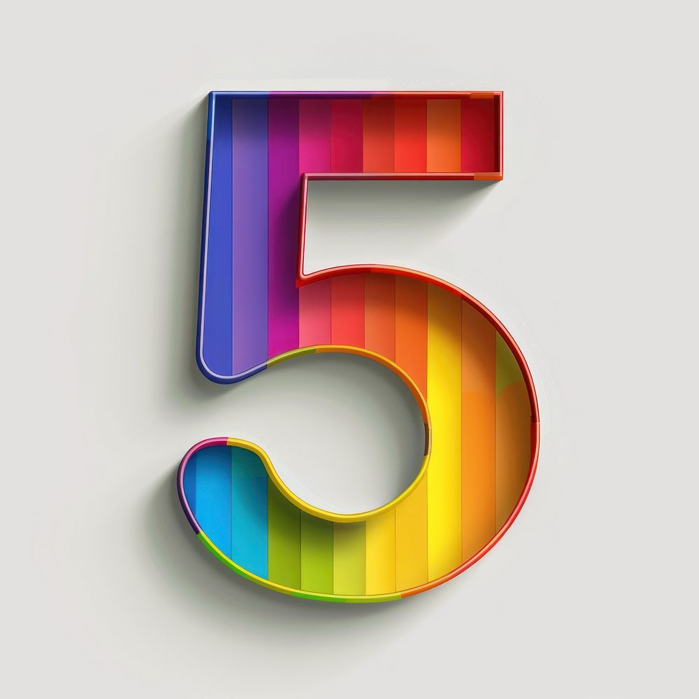 Rainbow with number 5 symbol logo text.