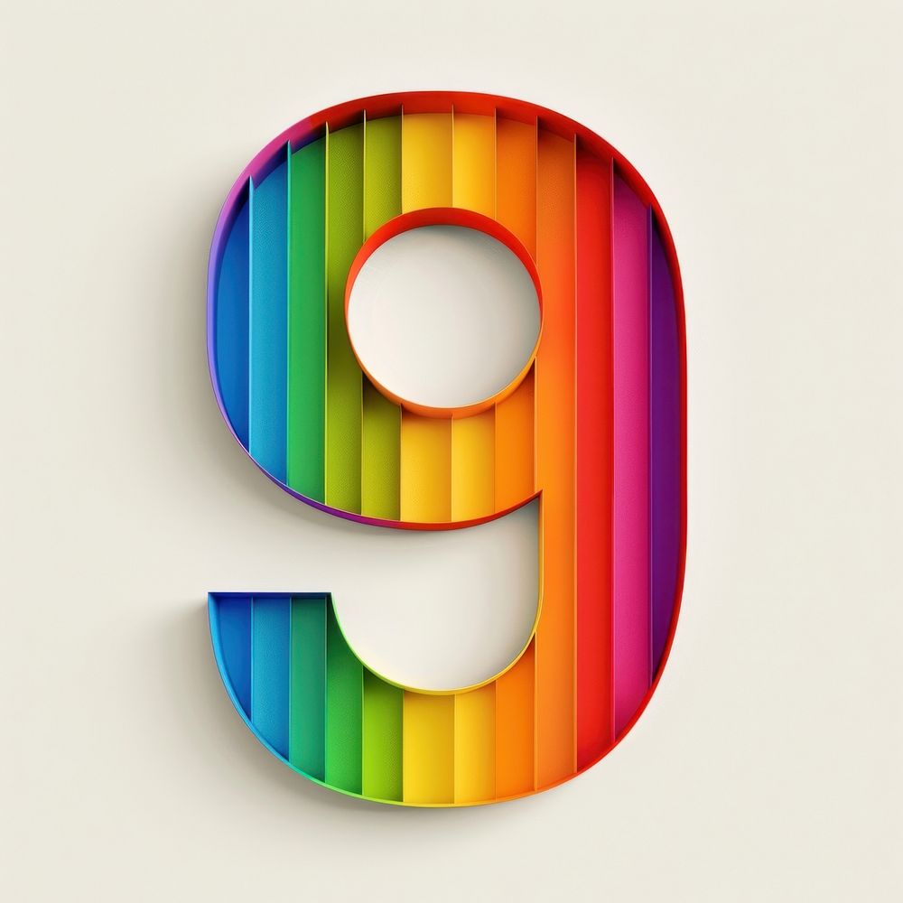 Rainbow with number 9 art symbol logo.