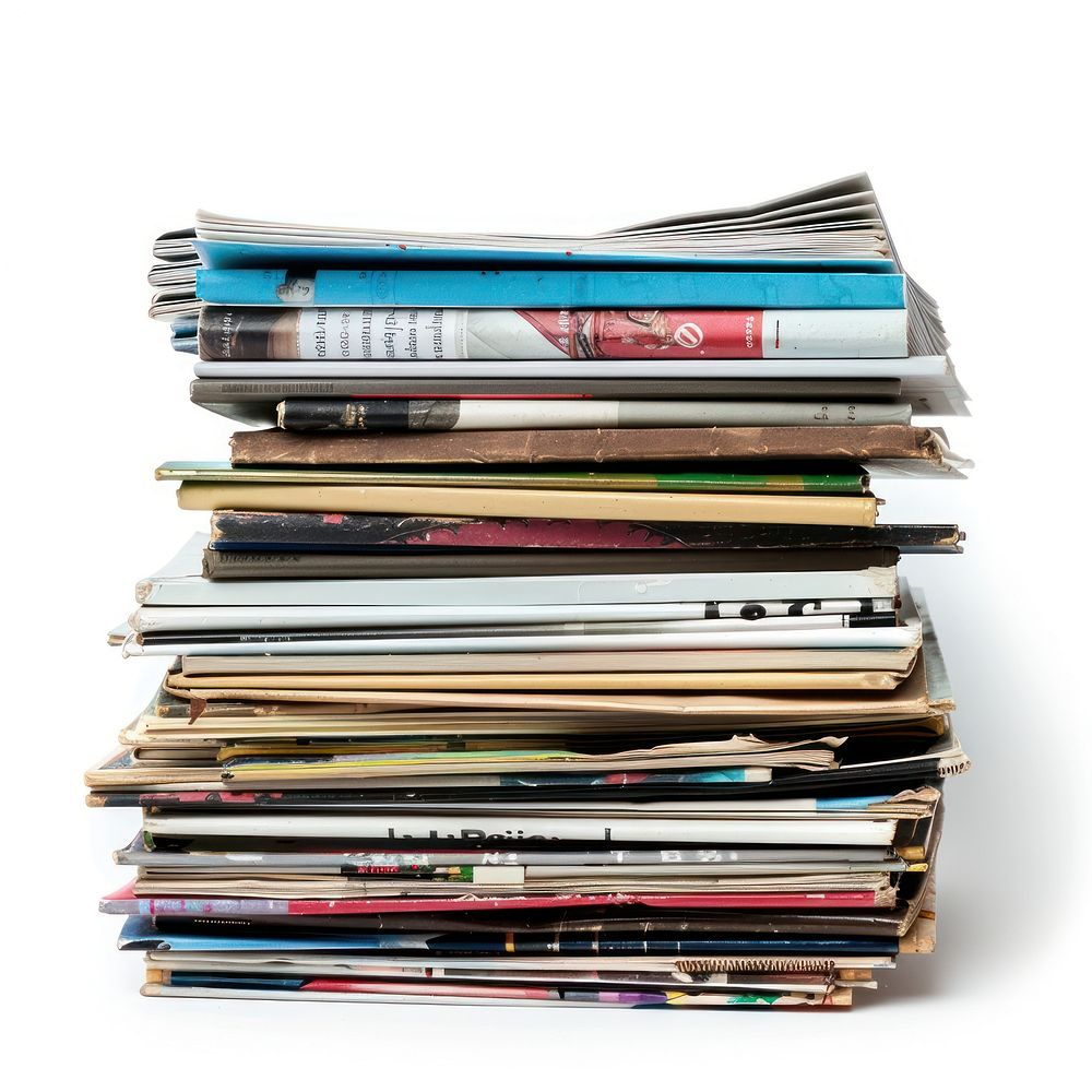 Stack of magazines publication paper text.
