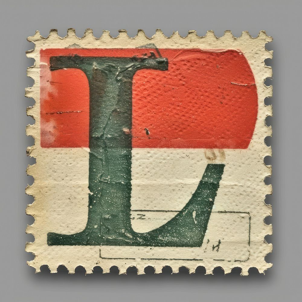 Stamp with alphabet L art textured pattern.