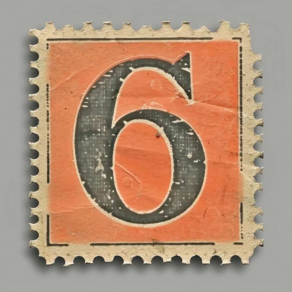 Stamp alphabet number 6 font text pattern.
