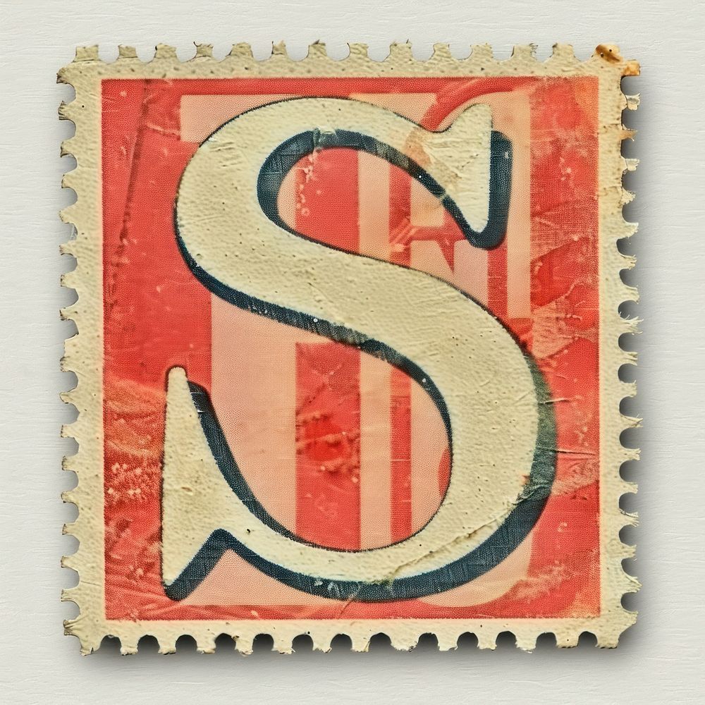 Stamp with alphabet S number text font.
