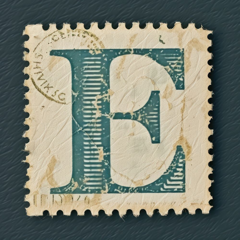 Stamp with alphabet E font text art.