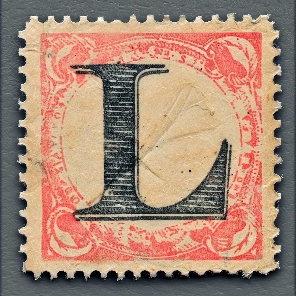 Stamp with alphabet L font text art.