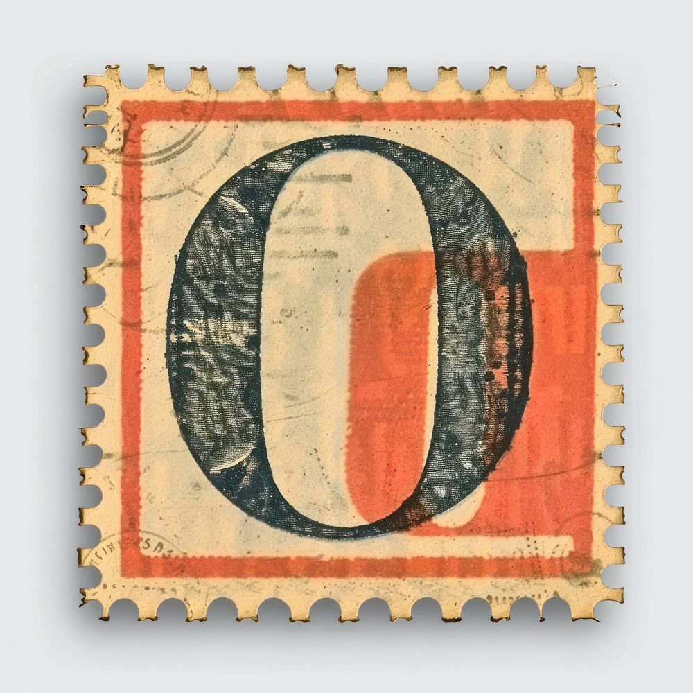 Stamp with alphabet O font art blackboard.
