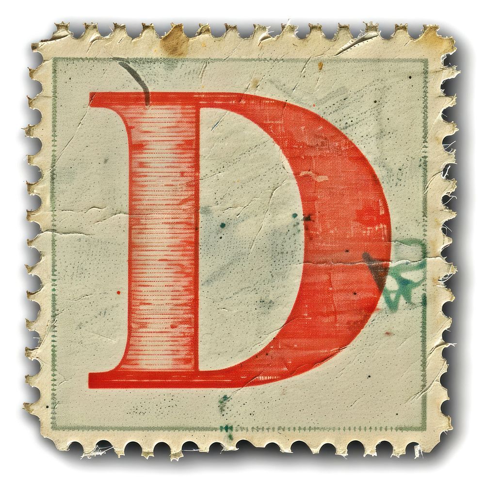 Stamp with alphabet D backgrounds paper text.