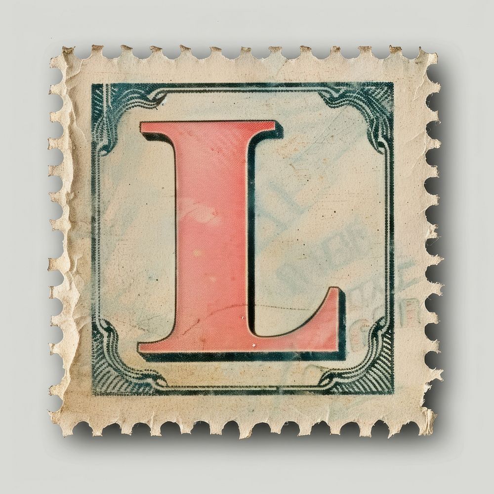 Stamp with alphabet L text font art.