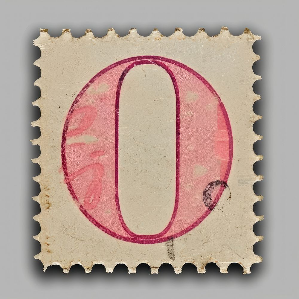 Stamp with alphabet O paper font text.