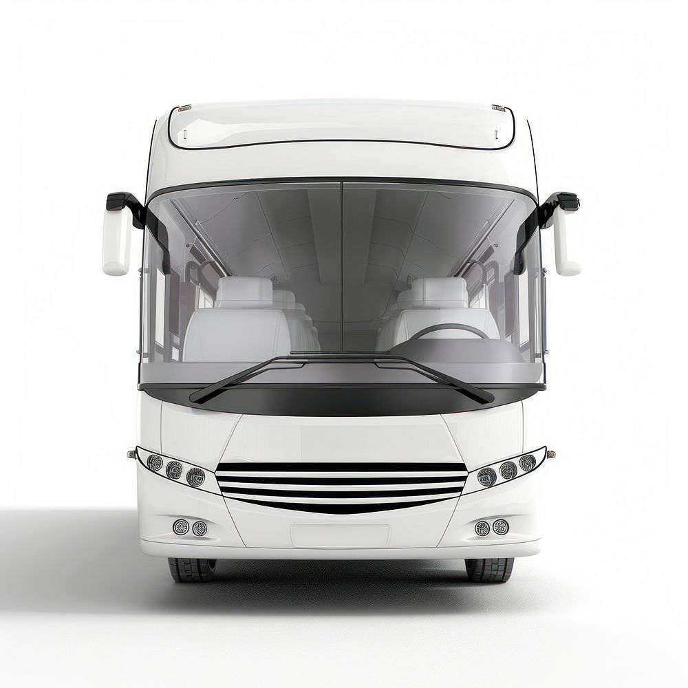 White coach bus transportation automobile windshield.