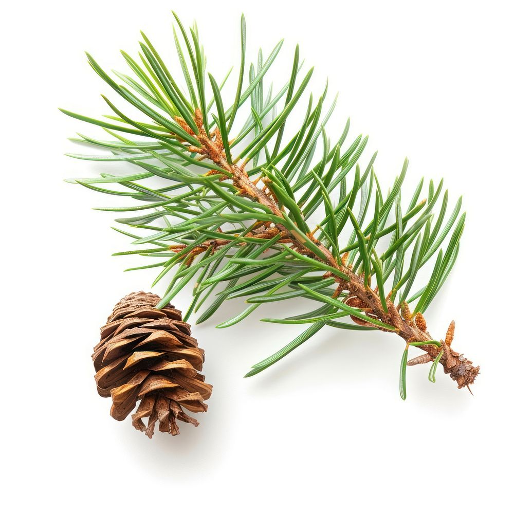 Pine branch with cone pine conifer plant.