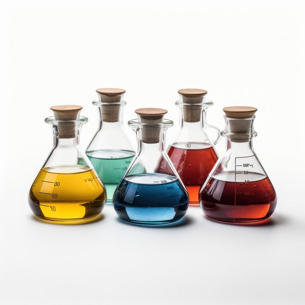 Flasks glass biotechnology transparent.