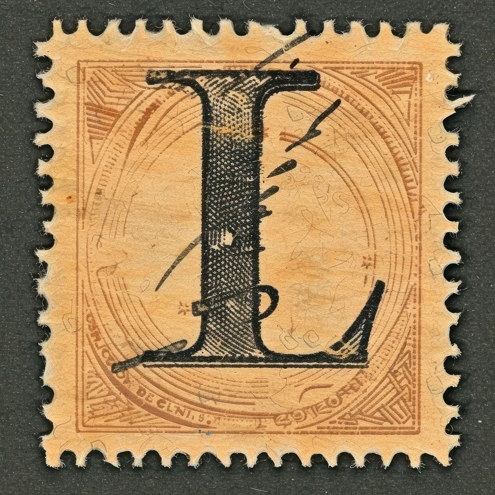 Stamp with alphabet L paper font art.