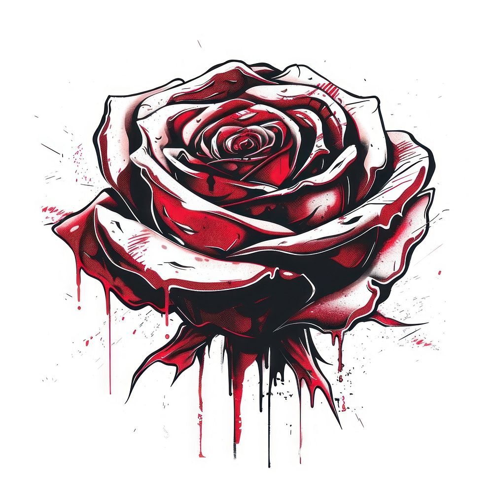 Graffiti minimal rose art illustrated blossom.