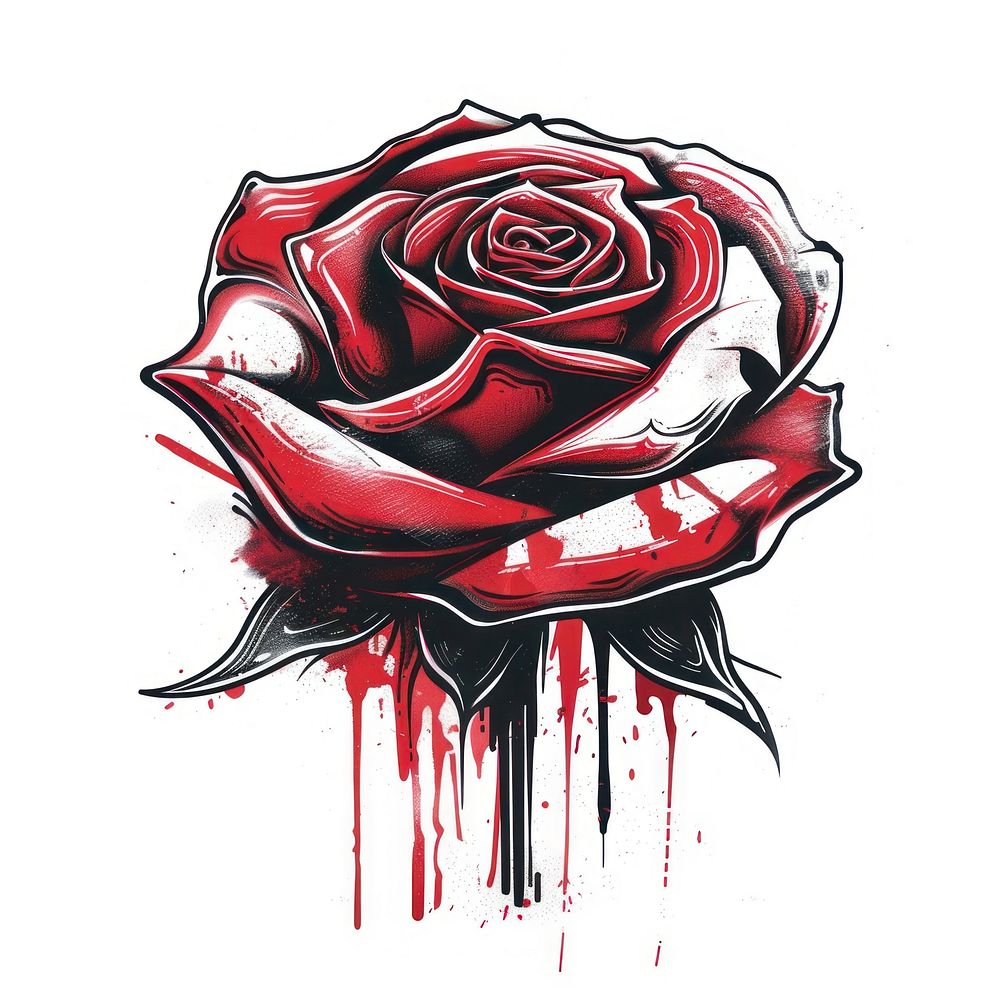 Graffiti minimal rose art illustrated blossom.
