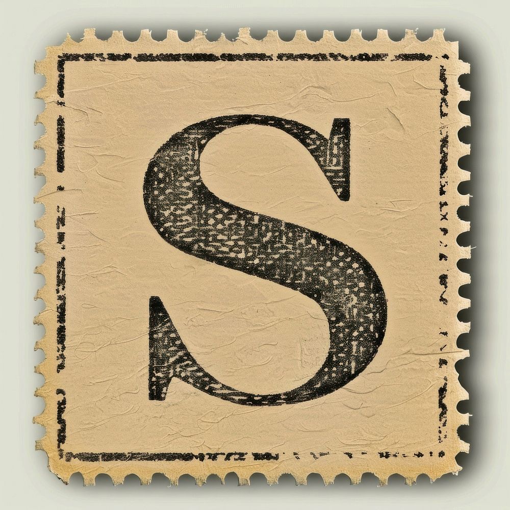 Stamp with alphabet S number paper font.