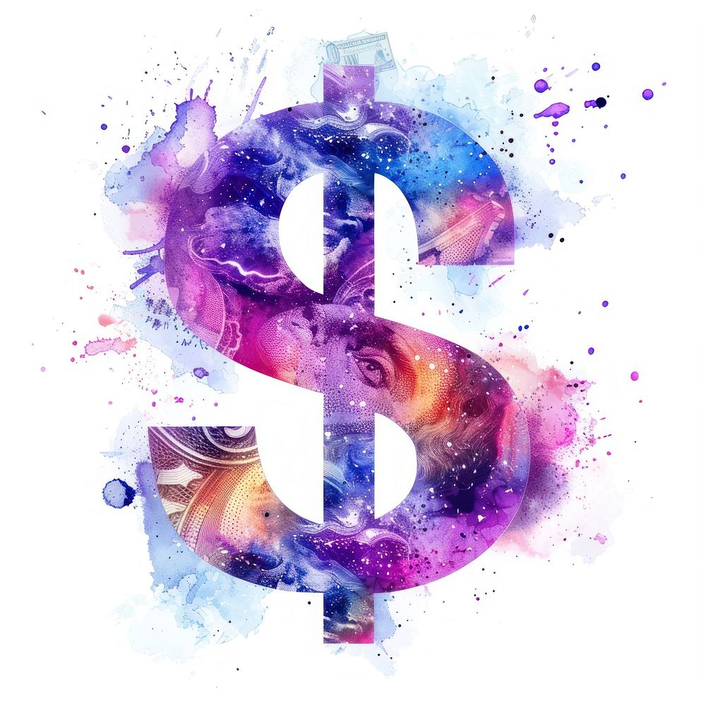 Dollar icon symbol purple creativity abstract.