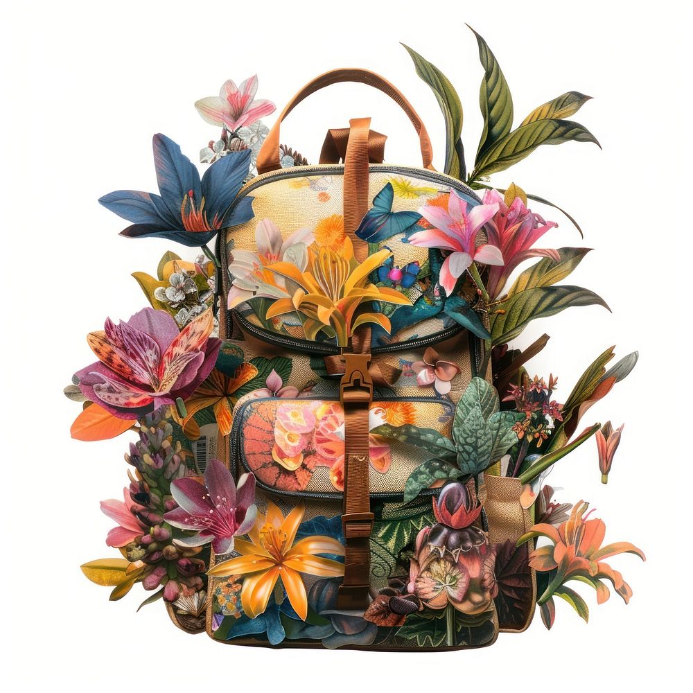 Flower backpack handbag pattern.