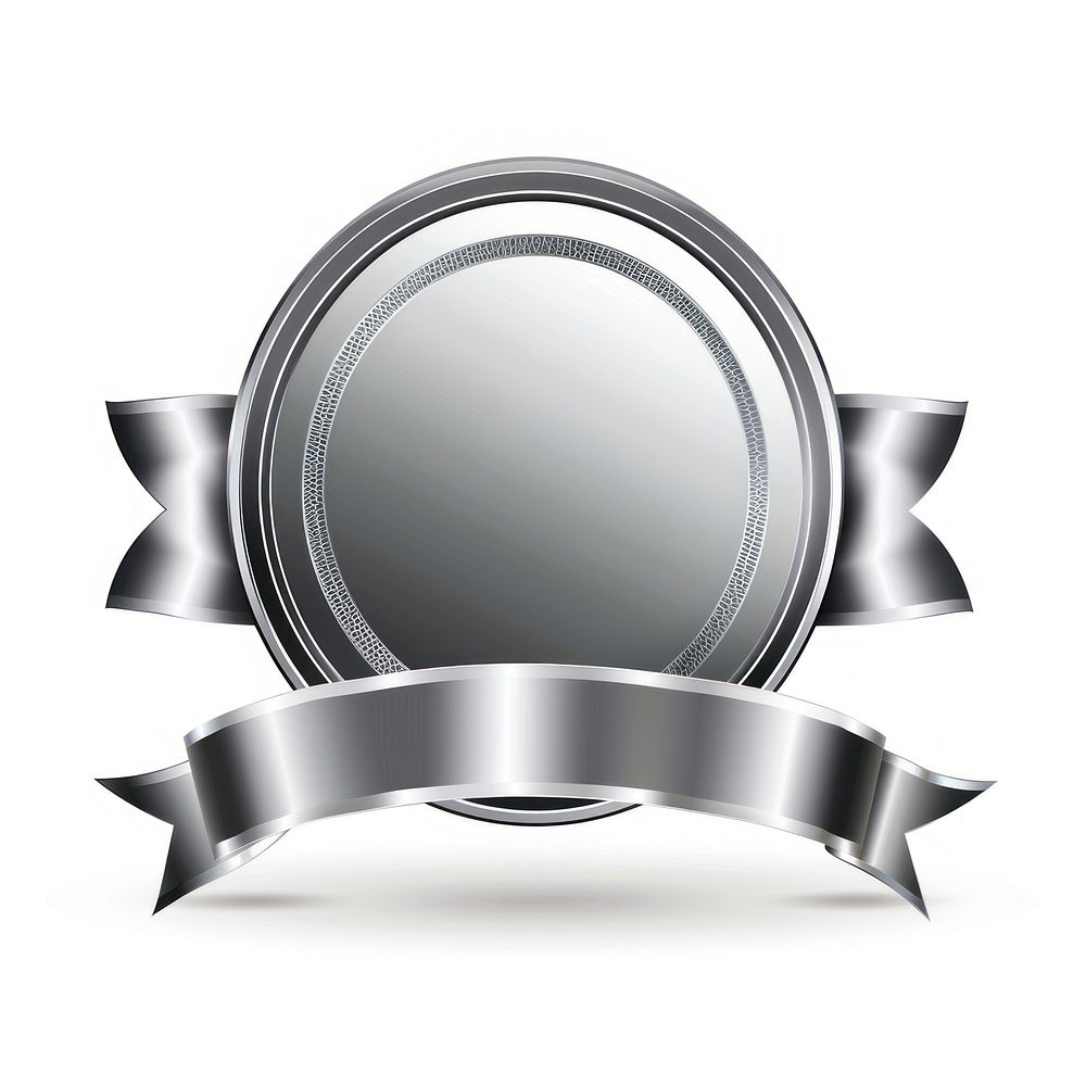 Gradient silver Ribbon award badge icon bathroom indoors mirror.