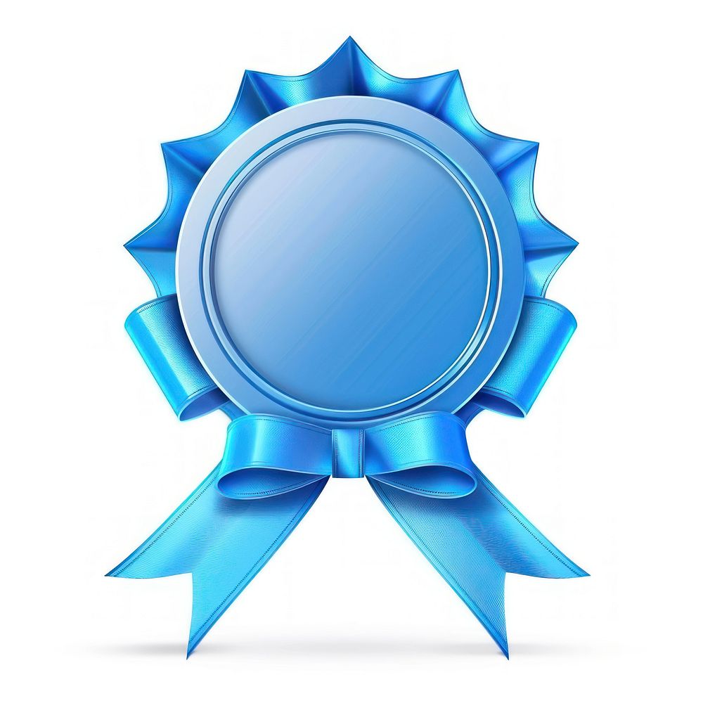 Gradient blue Ribbo award badge icon appliance symbol device.