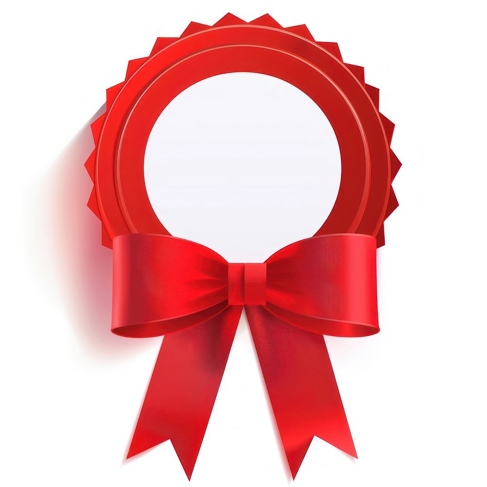 Gradient red Ribbon award badge icon symbol cross.