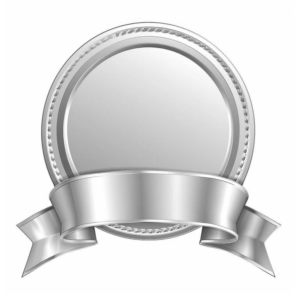 Gradient silver Ribbon award badge icon bathroom indoors mirror.