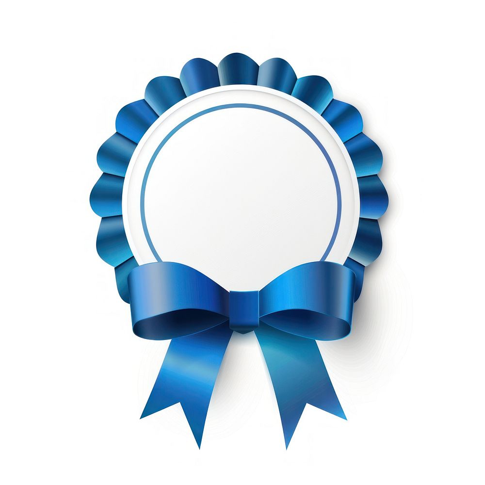 Gradient blue Ribbo award badge icon chandelier symbol logo.