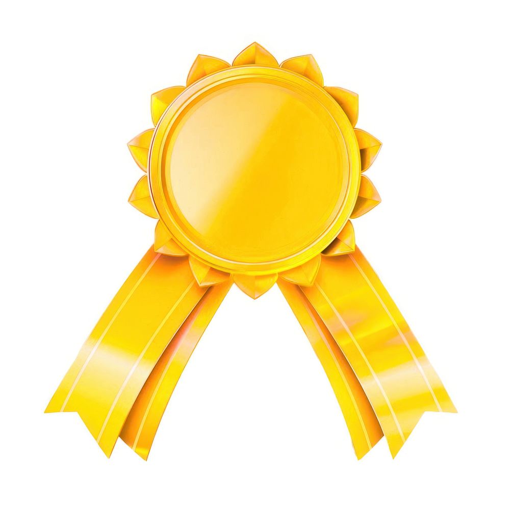 Gradient yellow Ribbon award badge icon gold appliance device.