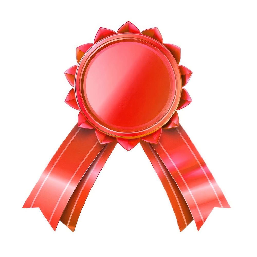 Gradient red Ribbon award badge icon ketchup symbol logo.