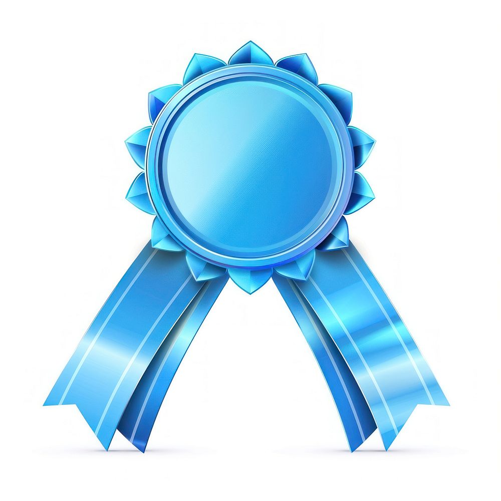 Gradient blue Ribbo award badge icon symbol logo.