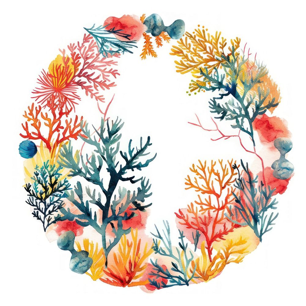 Coral reef border watercolor outdoors pattern nature.
