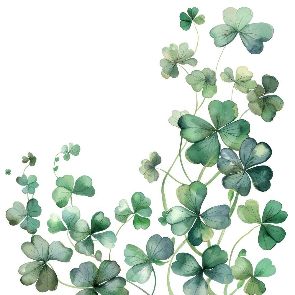 Clover border watercolor backgrounds pattern plant.