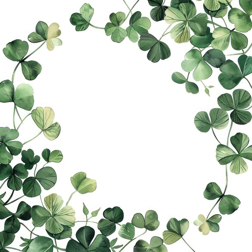 Clover leaves border watercolor backgrounds plant green.