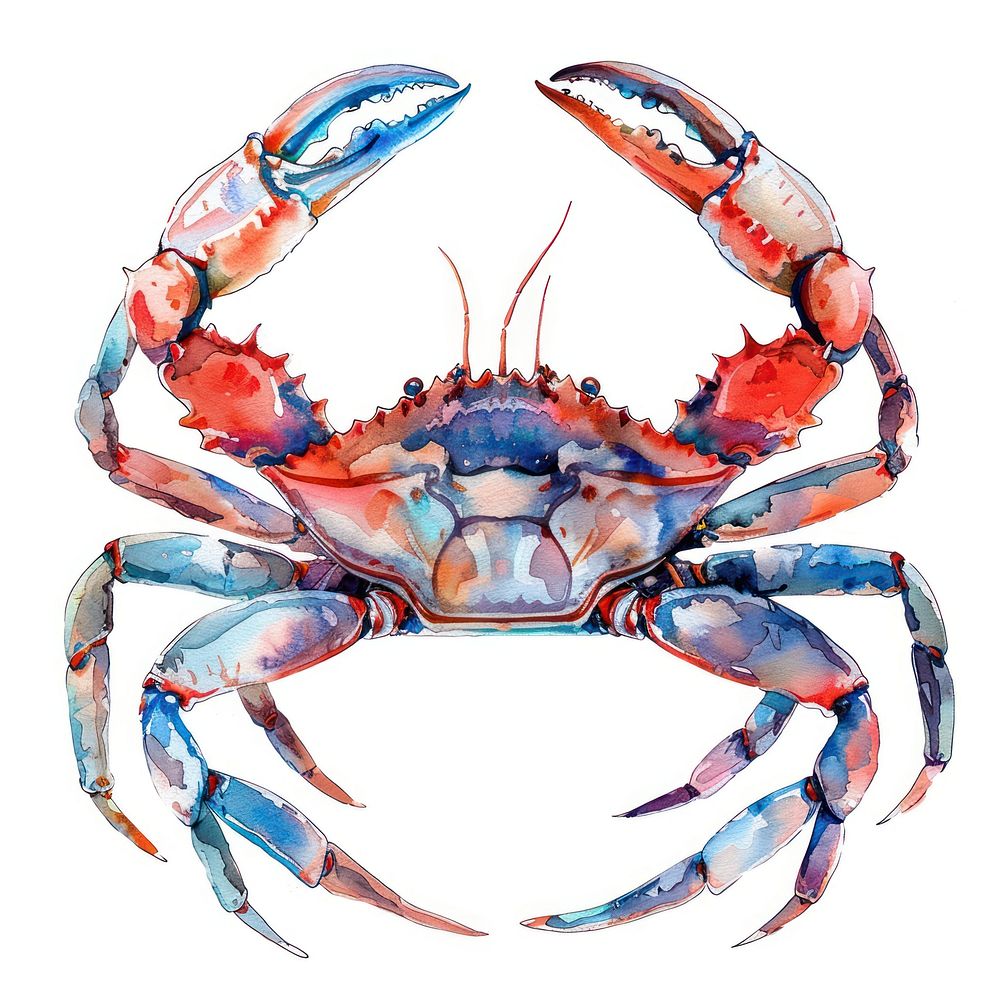 Crab border watercolor lobster seafood animal.