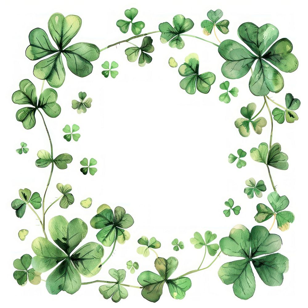Green clover border watercolor backgrounds pattern plant.